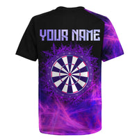 Dartboard and Darts Rugby Jersey with Purple Smoke Background and Custom Team Name - Wonder Print Shop