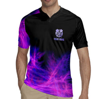 Dartboard and Darts Rugby Jersey with Purple Smoke Background and Custom Team Name - Wonder Print Shop