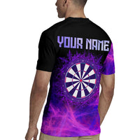 Dartboard and Darts Rugby Jersey with Purple Smoke Background and Custom Team Name - Wonder Print Shop