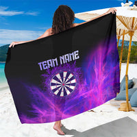 Dartboard and Darts Sarong with Purple Smoke Background and Custom Team Name - Wonder Print Shop