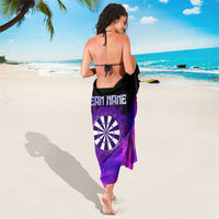 Dartboard and Darts Sarong with Purple Smoke Background and Custom Team Name - Wonder Print Shop