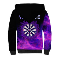 Dartboard and Darts Sherpa Hoodie with Purple Smoke Background and Custom Team Name - Wonder Print Shop