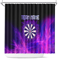 Dartboard and Darts Shower Curtain with Purple Smoke Background and Custom Team Name - Wonder Print Shop