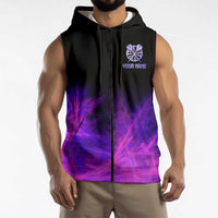 Dartboard and Darts Sleeveless Zip Hoodie with Purple Smoke Background and Custom Team Name - Wonder Print Shop