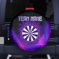 Dartboard and Darts Spare Tire Cover with Purple Smoke Background and Custom Team Name - Wonder Print Shop