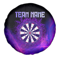 Dartboard and Darts Spare Tire Cover with Purple Smoke Background and Custom Team Name - Wonder Print Shop