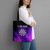 Dartboard and Darts Tote Bag with Purple Smoke Background and Custom Team Name - Wonder Print Shop