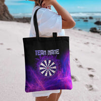 Dartboard and Darts Tote Bag with Purple Smoke Background and Custom Team Name - Wonder Print Shop