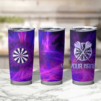 Dartboard and Darts Tumbler Cup with Purple Smoke Background and Custom Team Name - Wonder Print Shop