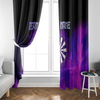 Dartboard and Darts Window Curtain with Purple Smoke Background and Custom Team Name - Wonder Print Shop