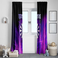 Dartboard and Darts Window Curtain with Purple Smoke Background and Custom Team Name - Wonder Print Shop