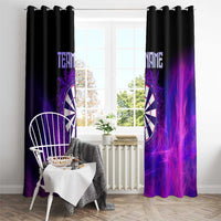 Dartboard and Darts Window Curtain with Purple Smoke Background and Custom Team Name - Wonder Print Shop