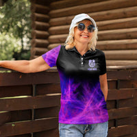 Dartboard and Darts Women Polo Shirt with Purple Smoke Background and Custom Team Name - Wonder Print Shop