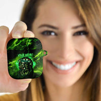 Grim Reaper and Dartboard Darts AirPods Case with Green Lightning Background and Custom Team Name - Wonder Print Shop