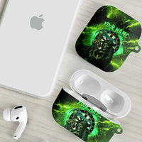 Grim Reaper and Dartboard Darts AirPods Case with Green Lightning Background and Custom Team Name - Wonder Print Shop