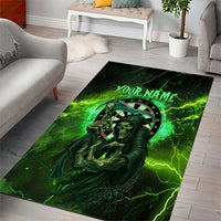 Grim Reaper and Dartboard Darts Area Rug with Green Lightning Background and Custom Team Name - Wonder Print Shop