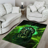 Grim Reaper and Dartboard Darts Area Rug with Green Lightning Background and Custom Team Name - Wonder Print Shop