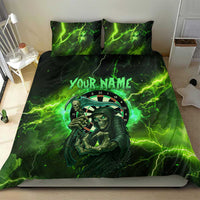 Grim Reaper and Dartboard Darts Bedding Set with Green Lightning Background and Custom Team Name - Wonder Print Shop