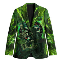 Grim Reaper and Dartboard Darts Blazer with Green Lightning Background and Custom Team Name - Wonder Print Shop