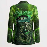 Grim Reaper and Dartboard Darts Blazer with Green Lightning Background and Custom Team Name - Wonder Print Shop
