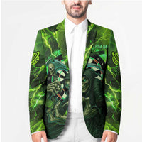 Grim Reaper and Dartboard Darts Blazer with Green Lightning Background and Custom Team Name - Wonder Print Shop