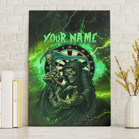 Grim Reaper and Dartboard Darts Canvas Wall Art with Green Lightning Background and Custom Team Name - Wonder Print Shop