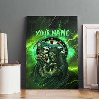 Grim Reaper and Dartboard Darts Canvas Wall Art with Green Lightning Background and Custom Team Name - Wonder Print Shop