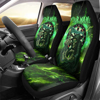 Grim Reaper and Dartboard Darts Car Seat Cover with Green Lightning Background and Custom Team Name - Wonder Print Shop