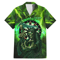 Grim Reaper and Dartboard Darts Family Matching Mermaid Dress and Hawaiian Shirt with Green Lightning Background and Custom Team Name - Wonder Print Shop