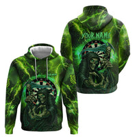 Grim Reaper and Dartboard Darts Hoodie with Green Lightning Background and Custom Team Name - Wonder Print Shop