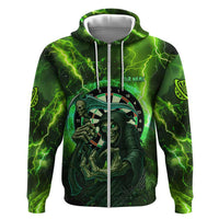 Grim Reaper and Dartboard Darts Hoodie with Green Lightning Background and Custom Team Name - Wonder Print Shop