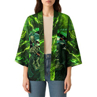 Grim Reaper and Dartboard Darts Kimono with Green Lightning Background and Custom Team Name - Wonder Print Shop