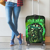 Grim Reaper and Dartboard Darts Luggage Cover with Green Lightning Background and Custom Team Name - Wonder Print Shop