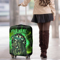 Grim Reaper and Dartboard Darts Luggage Cover with Green Lightning Background and Custom Team Name - Wonder Print Shop