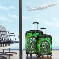 Grim Reaper and Dartboard Darts Luggage Cover with Green Lightning Background and Custom Team Name - Wonder Print Shop
