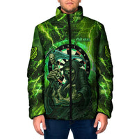 Grim Reaper and Dartboard Darts Padded Jacket with Green Lightning Background and Custom Team Name - Wonder Print Shop