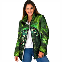 Grim Reaper and Dartboard Darts Padded Jacket with Green Lightning Background and Custom Team Name - Wonder Print Shop