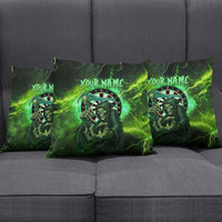 Grim Reaper and Dartboard Darts Pillow Cover with Green Lightning Background and Custom Team Name - Wonder Print Shop