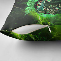 Grim Reaper and Dartboard Darts Pillow Cover with Green Lightning Background and Custom Team Name - Wonder Print Shop