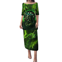 Grim Reaper and Dartboard Darts Puletasi with Green Lightning Background and Custom Team Name - Wonder Print Shop