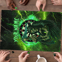 Grim Reaper and Dartboard Darts Puzzle with Green Lightning Background and Custom Team Name - Wonder Print Shop