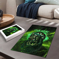 Grim Reaper and Dartboard Darts Puzzle with Green Lightning Background and Custom Team Name - Wonder Print Shop