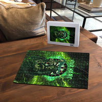 Grim Reaper and Dartboard Darts Puzzle with Green Lightning Background and Custom Team Name - Wonder Print Shop