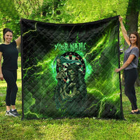 Grim Reaper and Dartboard Darts Quilt with Green Lightning Background and Custom Team Name - Wonder Print Shop