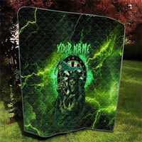 Grim Reaper and Dartboard Darts Quilt with Green Lightning Background and Custom Team Name - Wonder Print Shop