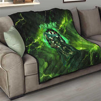 Grim Reaper and Dartboard Darts Quilt with Green Lightning Background and Custom Team Name - Wonder Print Shop