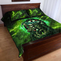 Grim Reaper and Dartboard Darts Quilt Bed Set with Green Lightning Background and Custom Team Name - Wonder Print Shop
