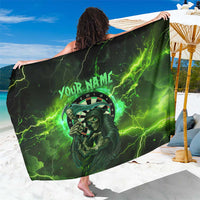 Grim Reaper and Dartboard Darts Sarong with Green Lightning Background and Custom Team Name - Wonder Print Shop