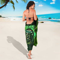 Grim Reaper and Dartboard Darts Sarong with Green Lightning Background and Custom Team Name - Wonder Print Shop