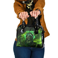 Grim Reaper and Dartboard Darts Shoulder Handbag with Green Lightning Background and Custom Team Name - Wonder Print Shop